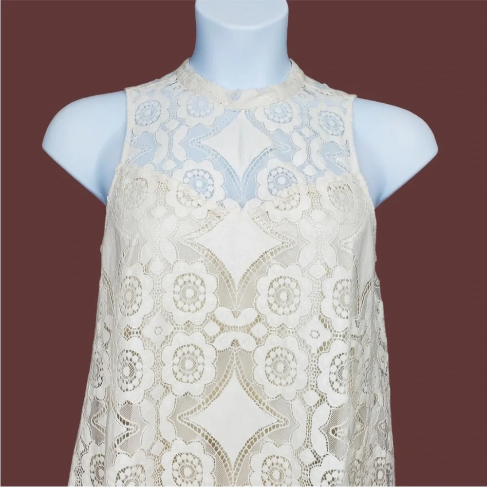 Anthropologie Floreat Manon sleeveless ivory lace shift dress size 6 - Picture 2 of 7